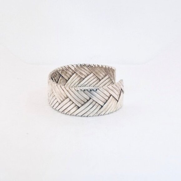 Vintage Sterling Silver 925 Woven Cuff Bracelet 5.75” Heavy Estate Jewelry - Picture 4 of 9